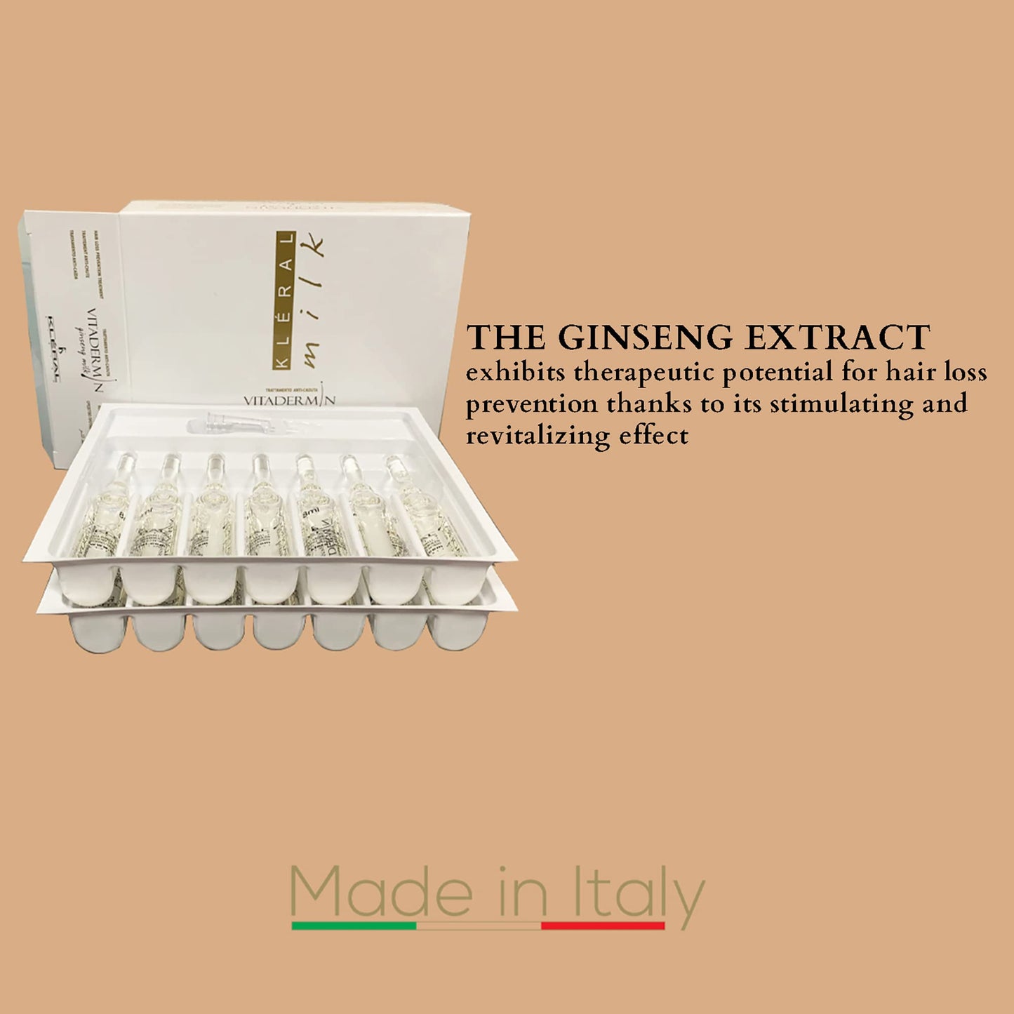 Kleral Vitadermin Traitement Anti-Amincissement au Lait de Ginseng 14 Ampoules
