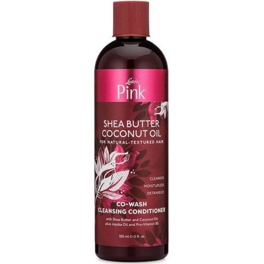Luster's Pink Shea Butter Coconut Oil Co-Wash Conditioner 12oz bottle for natural curly hair care, sulfate-free moisturizing formula